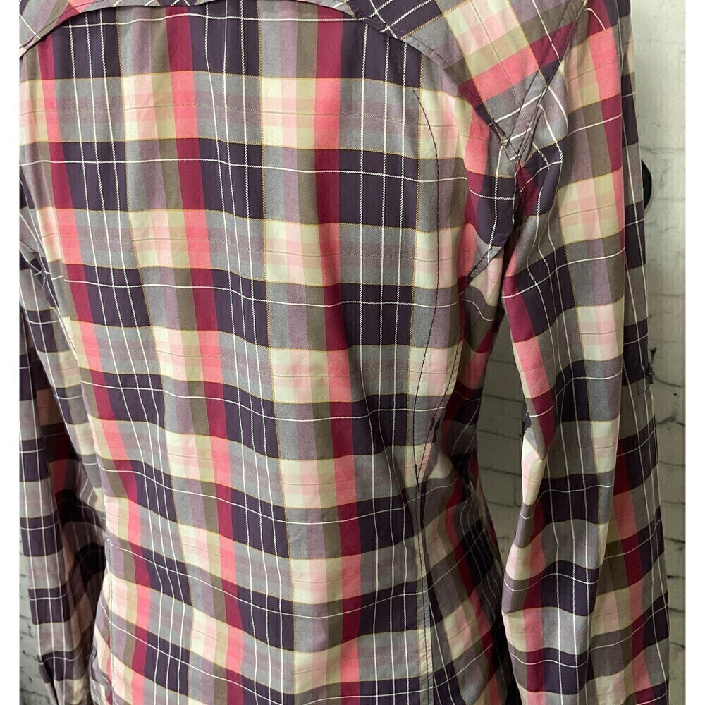 Columbia Shirt Women M Pink Purple Plaid Omni Shade Lightweight Long Sleeve H1 - Picture 9 of 12